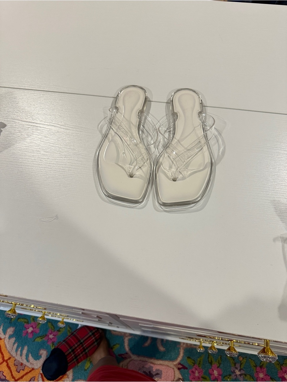 LOFT Clear Vinyl Thong Sandals with Cream Footbed